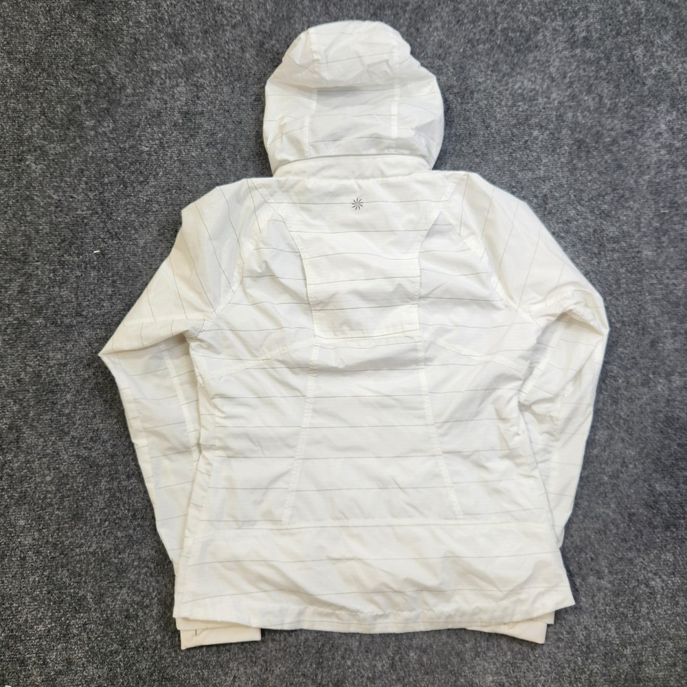 Athleta Jacket Womens Medium White Hooded Windbreaker Striped Lightweight Zip - Picture 4 of 8